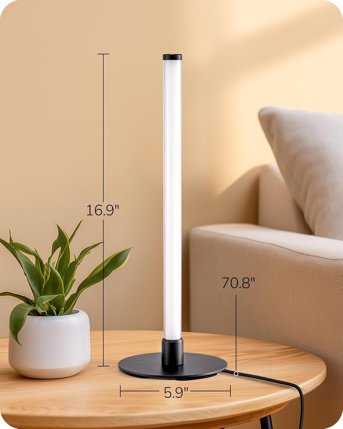 Lámpara EDISHINE Lámpara de mesa delgada LED, moderna lámpara de escritorio delgada