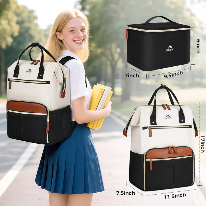 MATEIN Mochila para portátil con lonchera, mochila de almuerzo de 1...