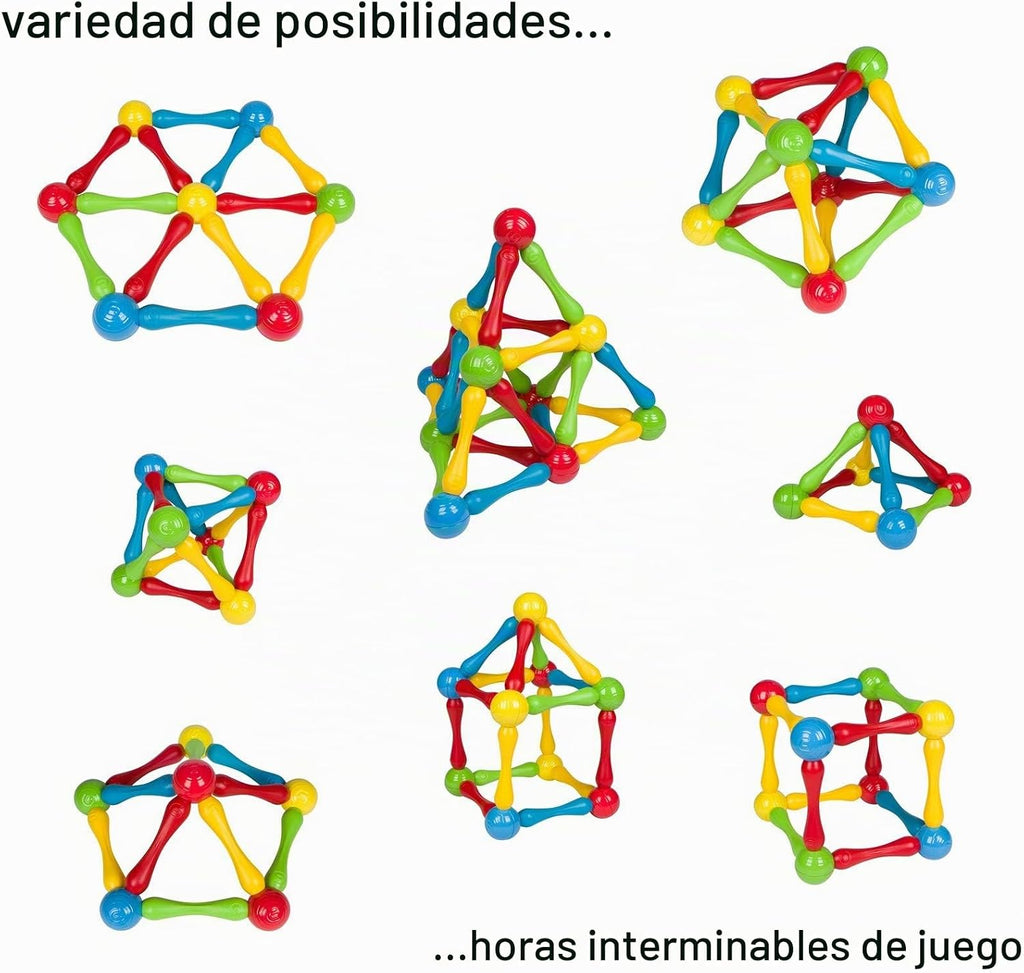Goobi Juego de construcción de 40 piezas de bloques de construcción grandes, juego de desarrollo, palos magnéticos, colores de aprendizaje, creatividad, imaginación, rompecabezas 3D, juguetes
