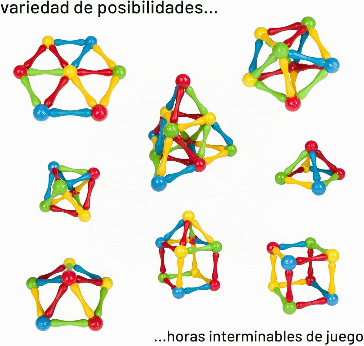 Goobi Juego de construcción de 40 piezas de bloques de construcción grandes, juego de desarrollo, palos magnéticos, colores de aprendizaje, creatividad, imaginación, rompecabezas 3D, juguetes