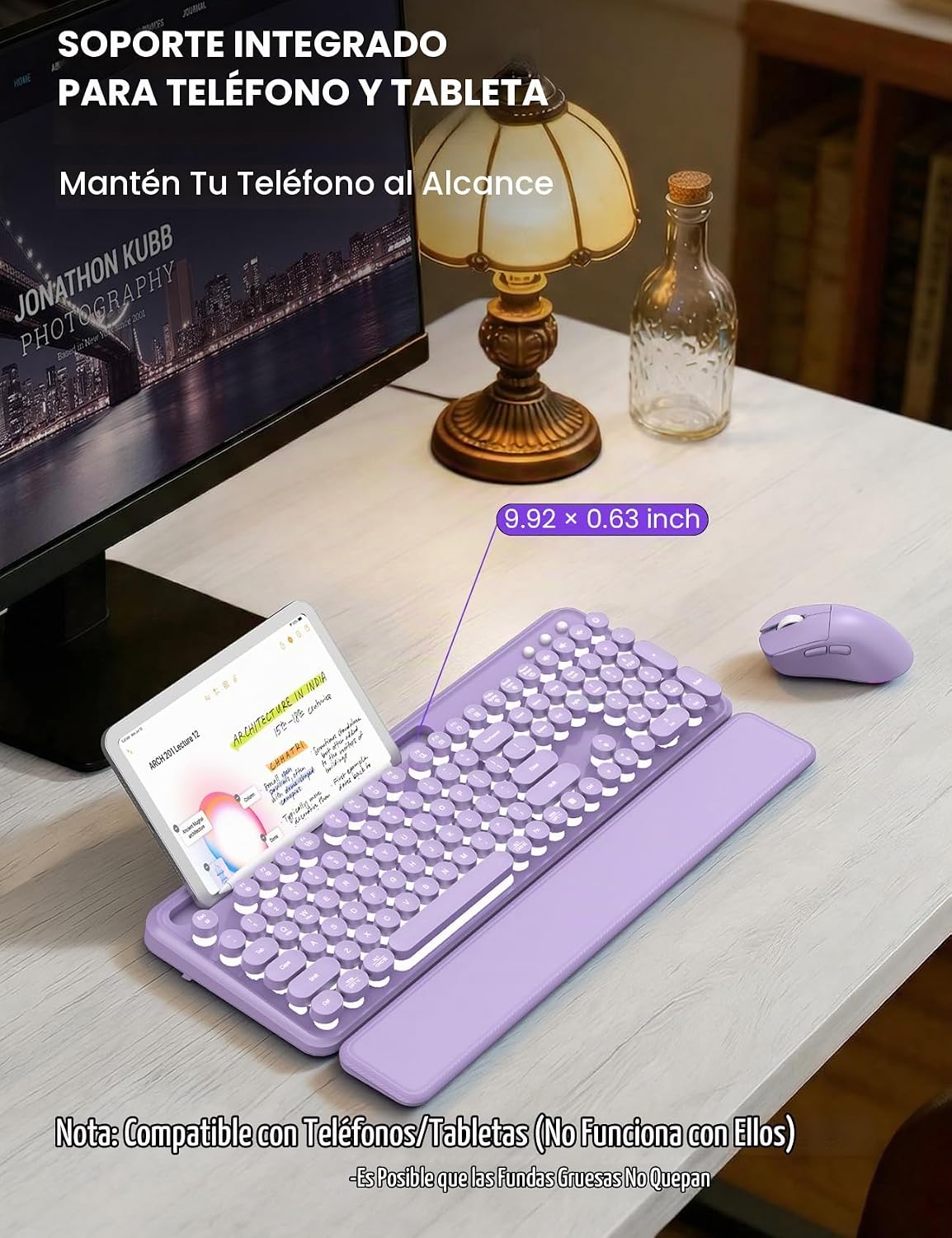 Teclado y mouse inalámbricos, máquina de escribir retroiluminada co...