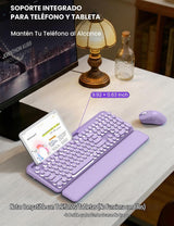 Teclado y mouse inalámbricos, máquina de escribir retroiluminada co...