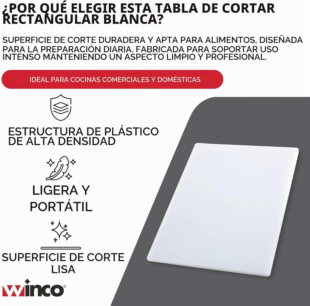 Winco Tabla de cortar, 18 x 24 x 1/2 pulgadas, color blanco, 18" x 24"