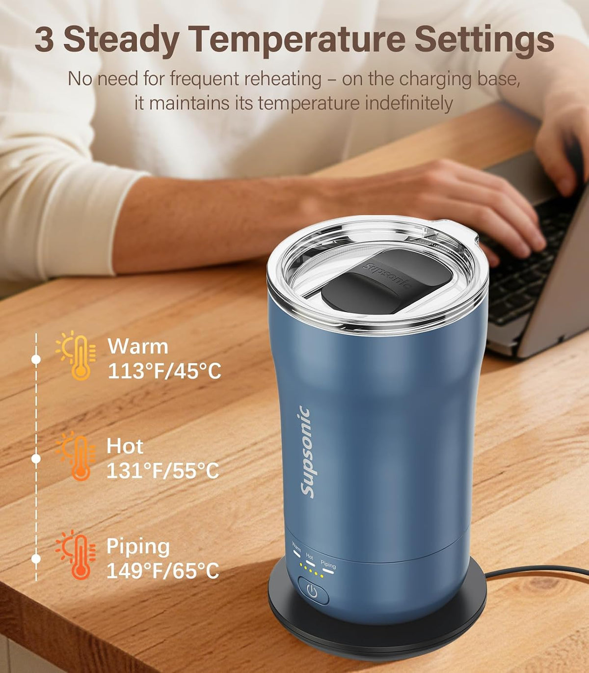 Supsonic Taza de café calentada, taza de viaje de temperatura constante