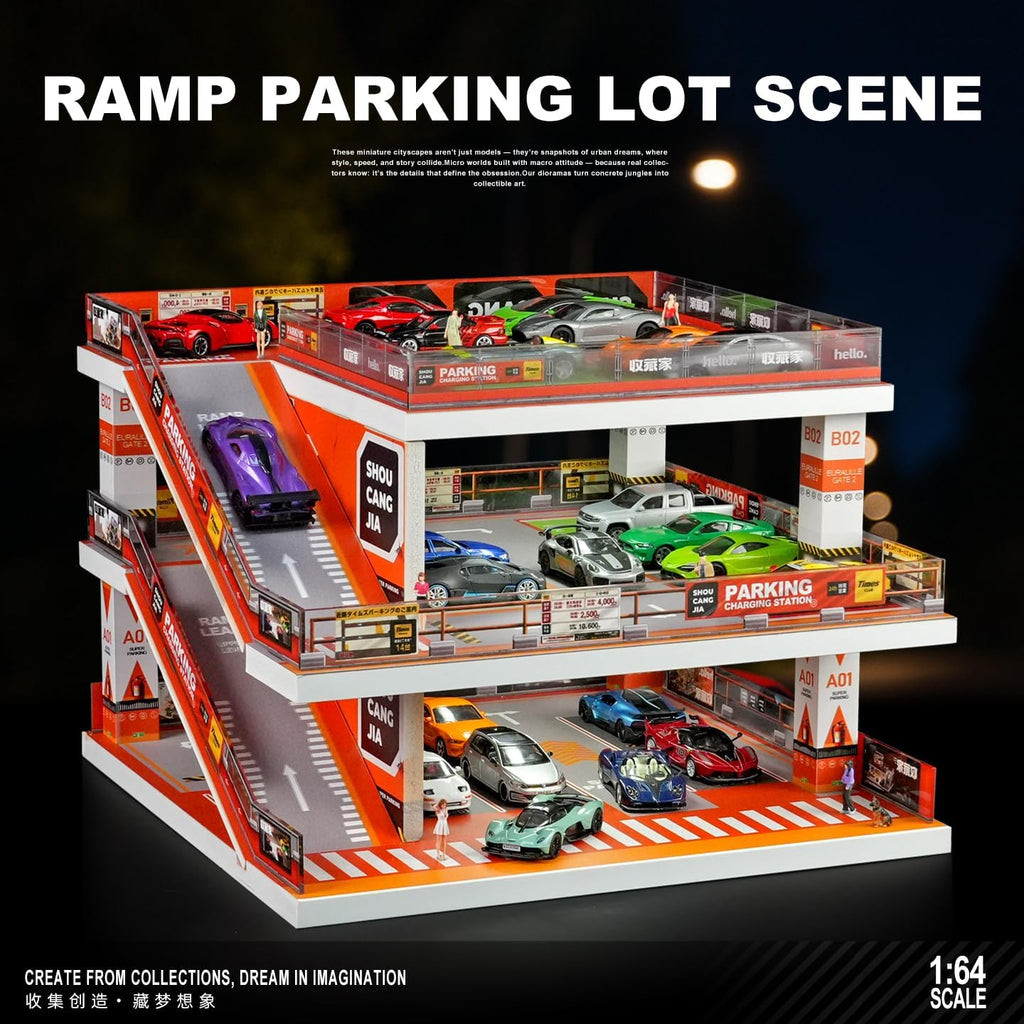 Vitrina para Hot Wheels: Diorama de garaje de coche de juguete con luces