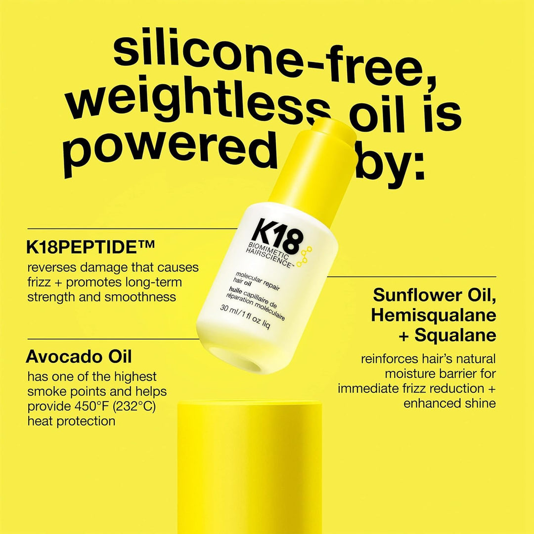 K18 Molecular Repair Hair Oil, Weightless Oil for Stronger, Healthi...