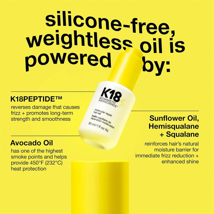 K18 Molecular Repair Hair Oil, Weightless Oil for Stronger, Healthi...