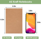 LABUK Paquete de 100 cuadernos de papel kraft rayados, diarios A5 a granel, cuaderno de 8.3 x 5.5 pulgadas a granel para diario de viajero, suministros de oficina escolar para regalos para estudiantes