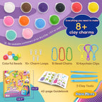 Kit de manualidades con arcilla para llaveros para niños, crea 8+ llaveros