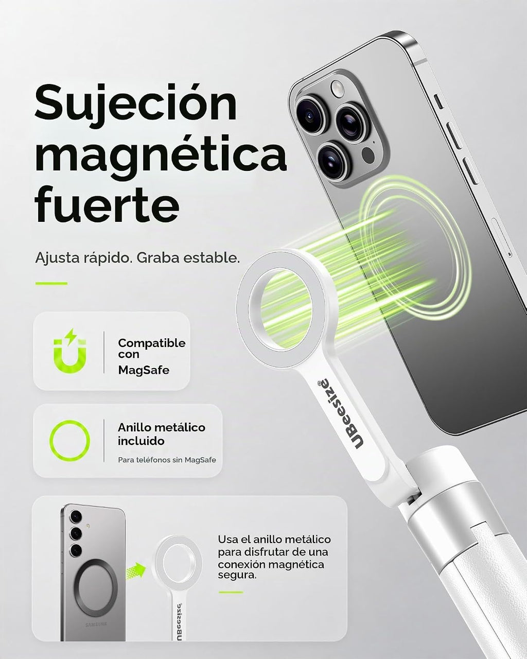 UBeesize Soporte de trípode de teléfono de 71 pulgadas y trípode magnético