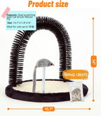 Rascador Automático para Gatos, Cepillo de Arco con Almohadilla de Sisal Tejido Resistente, Poste de Frotación y Juguete de Catnip, Rascadores para la Cara y Cuerpo del Gato, Rascadores