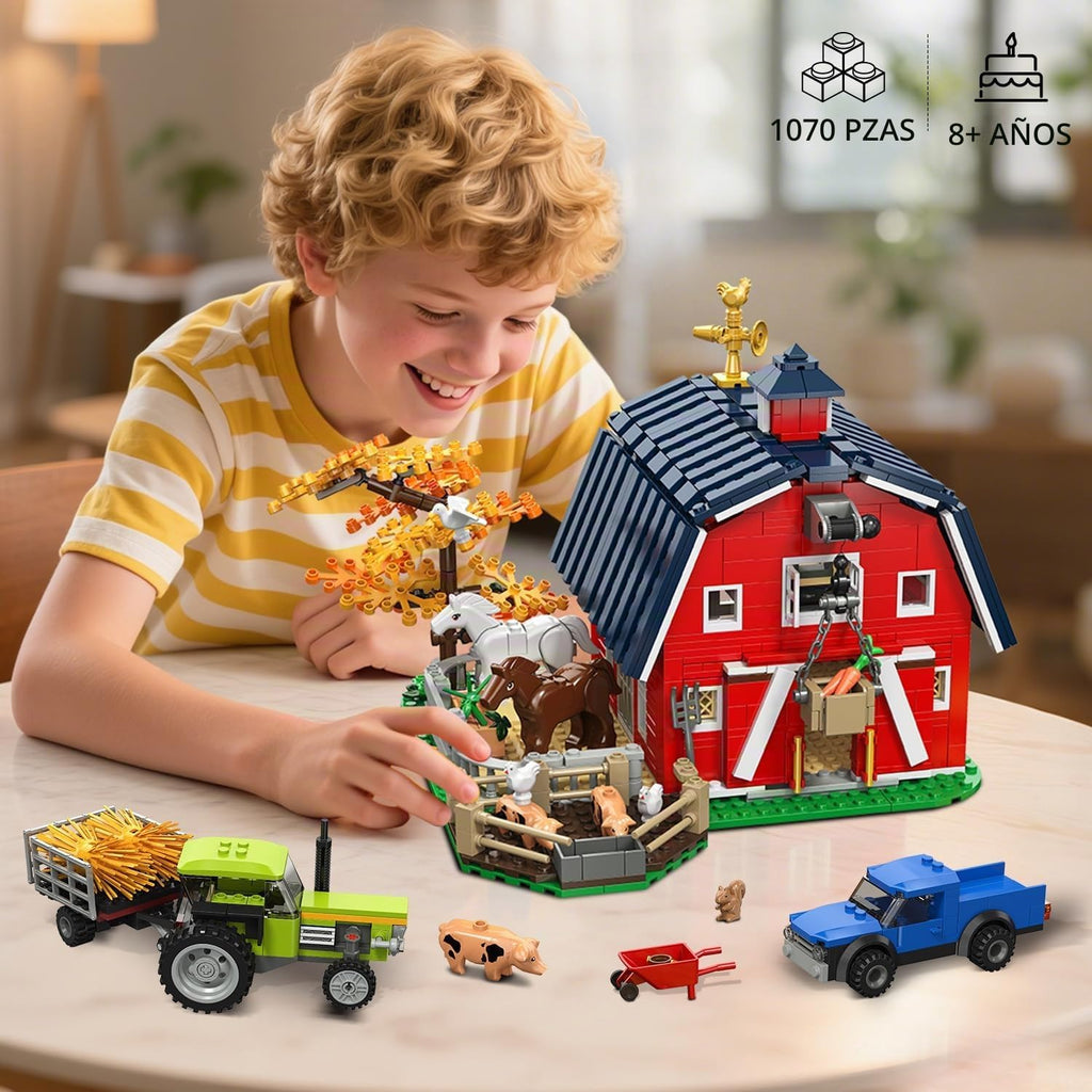 INSOON Set de Construcción Granero Estilo Finca del Oeste con Luces para Niños y Niñas 8+