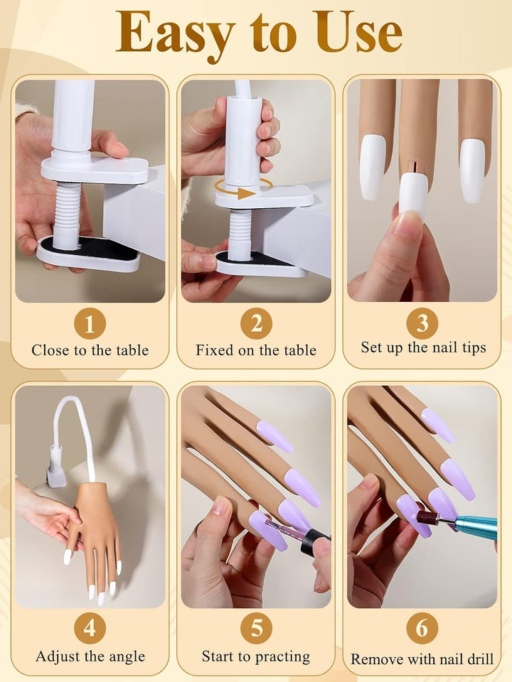 Mano de práctica para uñas acrílicas, uñas que nunca se caen, mano...