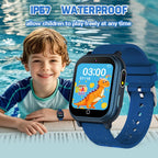 Reloj inteligente para niños de 3 a 12 años, resistente al agua IP67, 32 juegos de rompecabezas, pantalla táctil HD, cámara doble, podómetro, reproductor de música, reloj para niños, regalo de cumpleaños para niños de 5, 6, 7, 8, 9, 10 (azul)