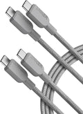 Anker Cable USB-C a USB-C, Carga Rápida 240W (Paquete de 2, 6 ft, Gris)