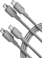 Anker Cable USB-C a USB-C, Carga Rápida 240W (Paquete de 2, 6 ft, Gris)