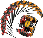 Juego de llaves Allen con mango en T, métricas de 0.098 in-0.394 in y llave hexagonal portátil SAE de 1/8"-3/8", juego de llaves Allen de brazo largo con estante de almacenamiento para