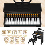 Dollox Piano de teclado para niños, juguetes de piano para niños pequeños, 37 teclas, instrumentos musicales para niños, teclado eléctrico, pianos de bebé para principiantes, mini juguete musical con taburete, regalo de cumpleaños para edades de 3, 4, 5