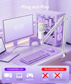Micrófono USB para juegos, micrófono condensador con cancelación de ruido con silencio, ajuste de reverberación de micrófono de brazo de brazo, monitoreo para transmisión, podcasting, discordia