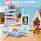 Walkie Talkies de video para niños con videollamadas cara a cara, cambiador de voz, cámara y almacenamiento de fotos, rango de 600 pies, juguete recargable para niños y niñas de 3 a 12 años