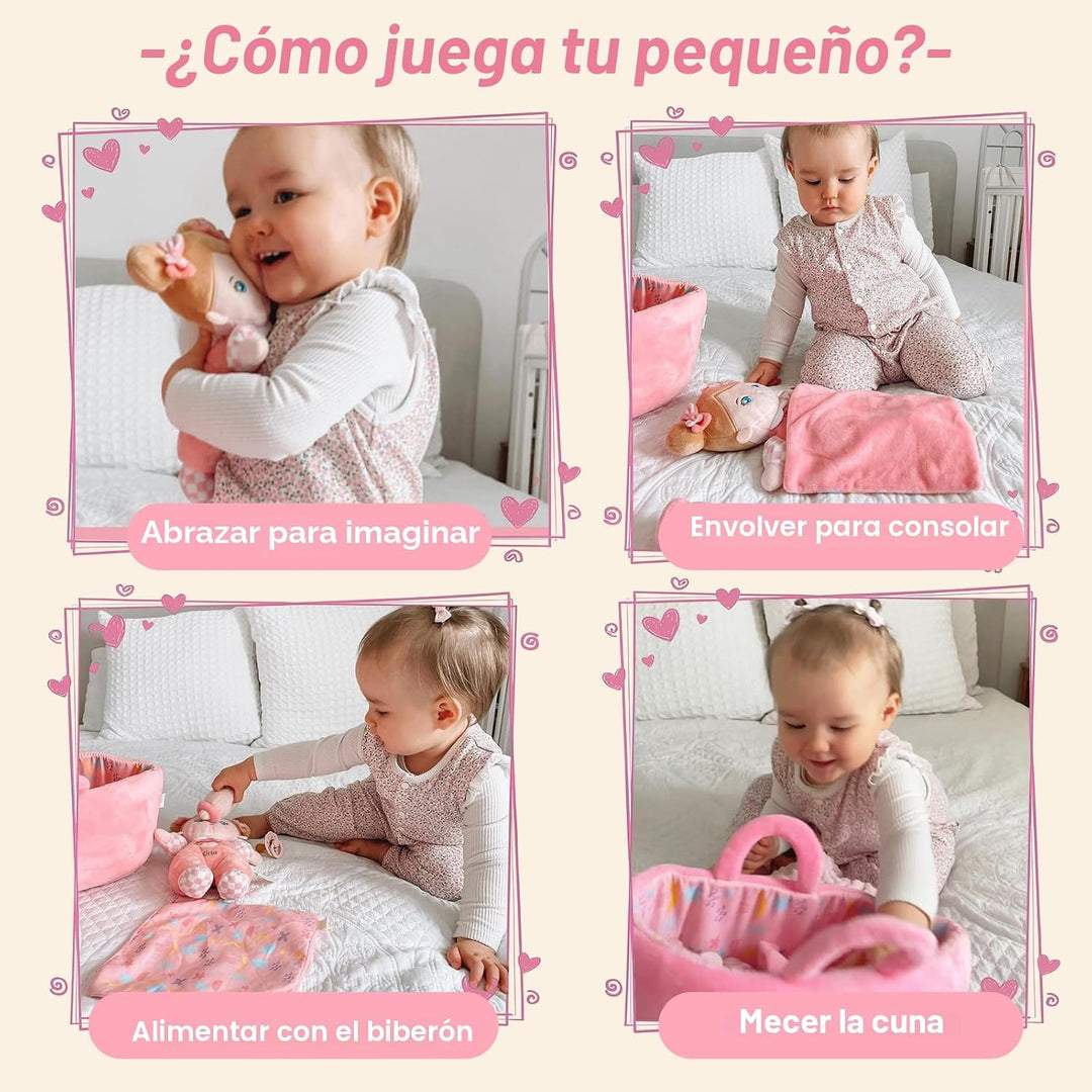 OUOZZZ - Set de regalo de minimuñeca rosa de bebé afelpada de 10 pu...