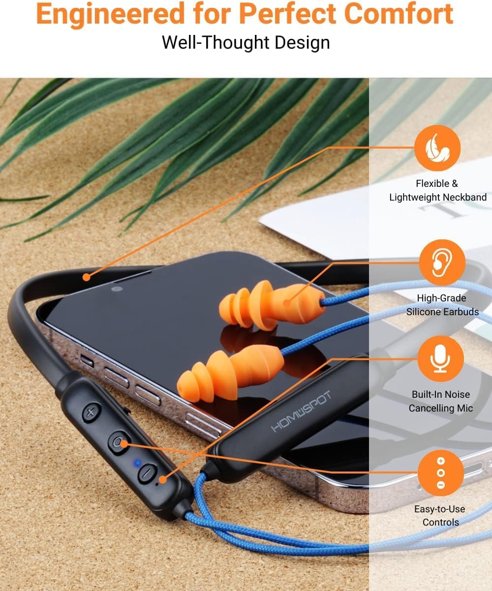 HomeSpot Auriculares inalámbricos con banda para el cuello y reducc...
