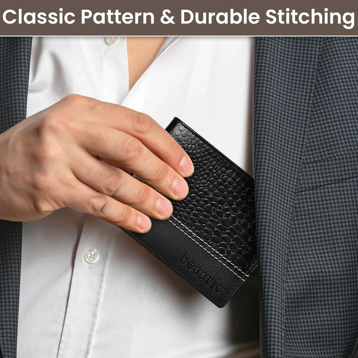 Cartera de cuero para hombre, bloqueo RFID, delgada y elegante con...