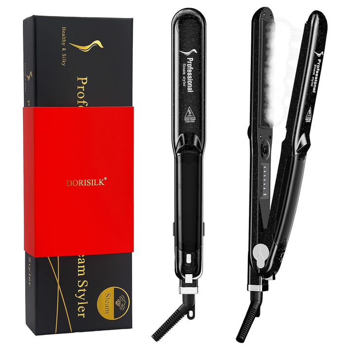 DORISILK Plancha de vapor 2.0 mejorada para cabello, plancha plana...