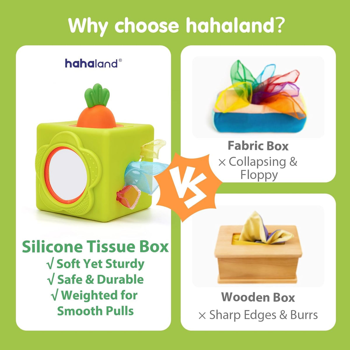 hahaland Caja de pañuelos de silicona para bebés de juguete - Juguetes