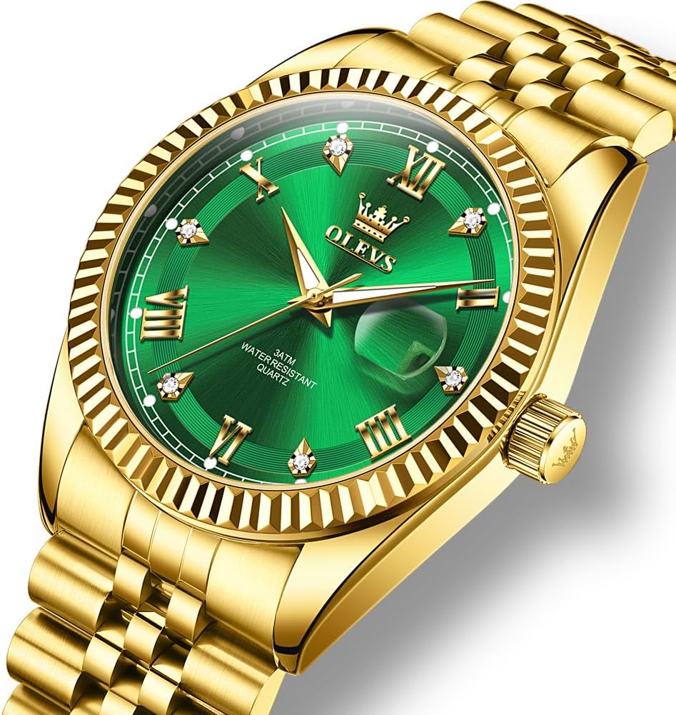 OLEVS Reloj para Hombres Acero Inoxidables Cuarzo Lujo Reloj de vestir de gran esfera