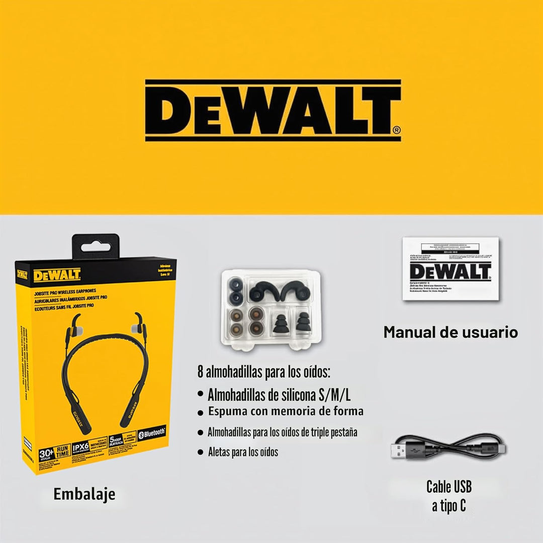 DEWALT Auriculares Magnéticos Bluetooth de Servicio Pesado con Band...