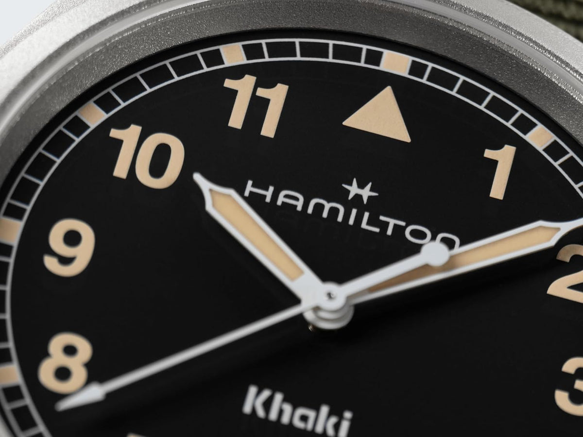 Hamilton Khaki Field Khaki Reloj de cuarzo para hombre, caja de acero