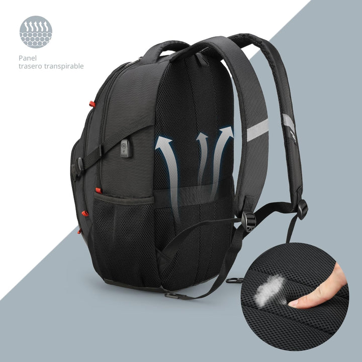 Swissdigital Mochila de diseño para laptop con puerto de carga USB,...