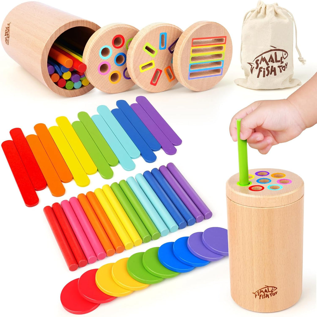 Montessori de madera 3 en 1 aprendizaje de motricidad fina juguetes