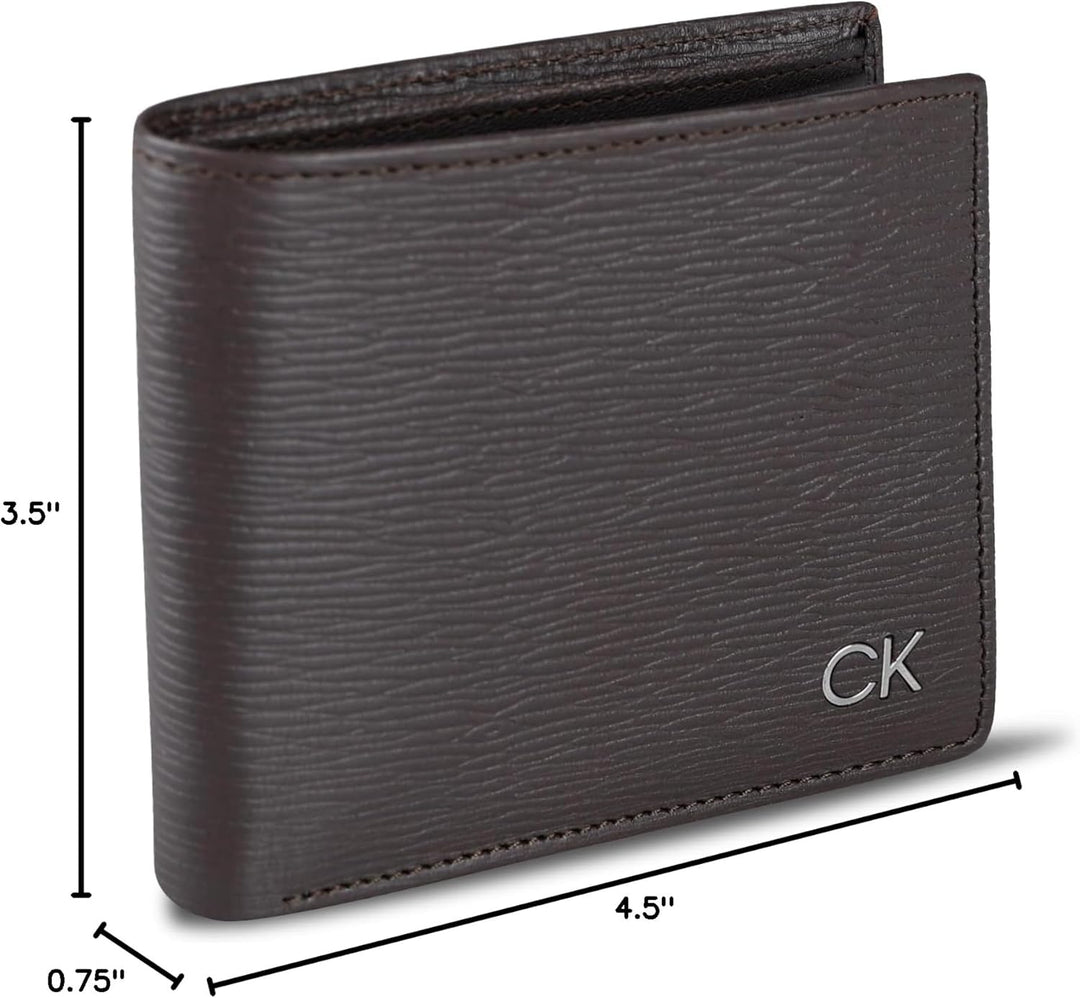 Calvin Klein Billetera plegable minimalista de piel RFID para hombr...