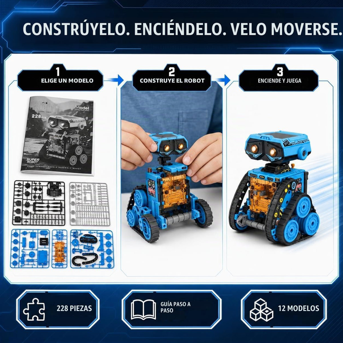 Kit de robot solar 12 en 1 STEM Science Building Kit de juguete robótico