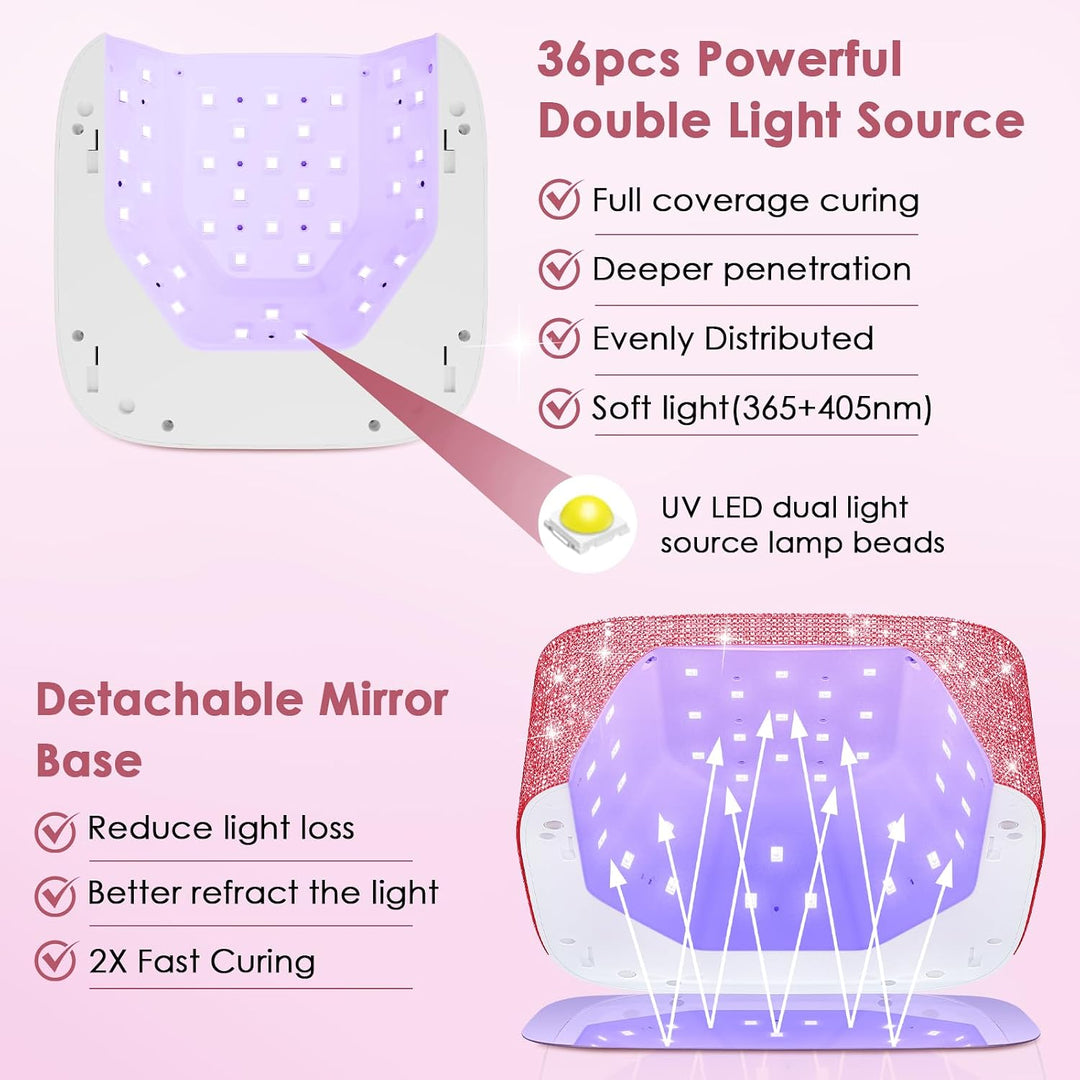 Lámpara de uñas UV LED inalámbrica, HUITINE luz UV recargable de 80...
