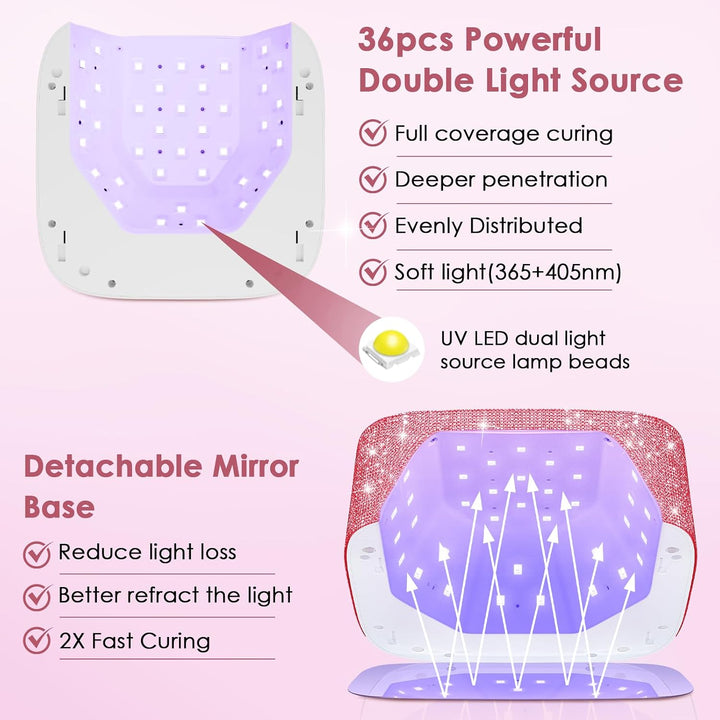 Lámpara de uñas UV LED inalámbrica, HUITINE luz UV recargable de 80...
