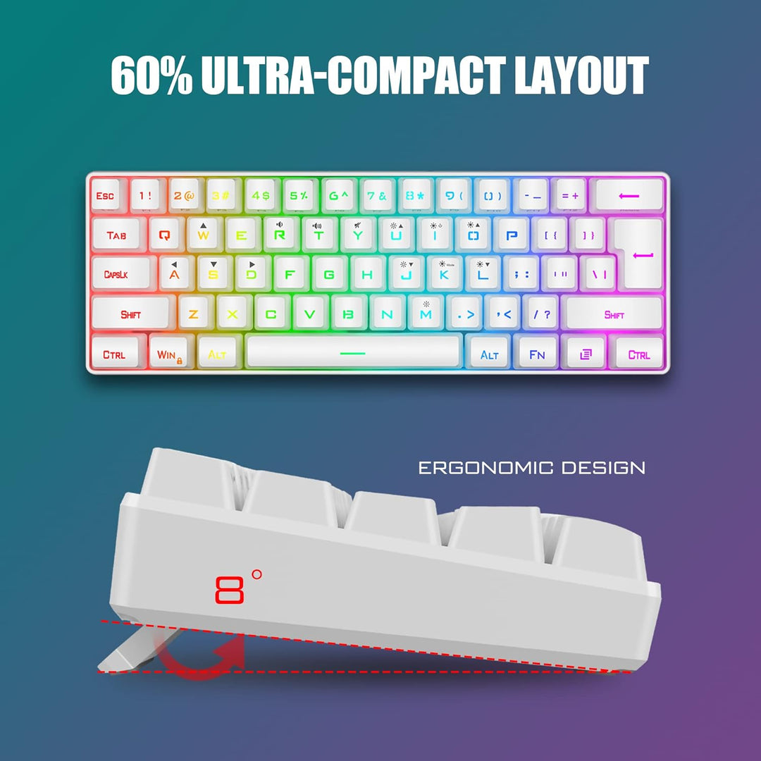 RedThunder 60% Mini Teclado y Mouse para Juegos Combo, Ligero, Ultr...