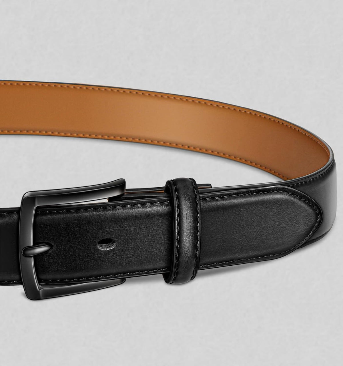KEMISANT - Cinturón de cuero genuino para hombre, paquete de 2, par...