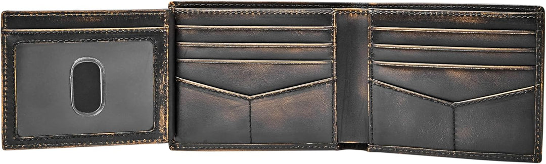 Fossil - Cartera plegable de cuero para hombre con ventana abatible...