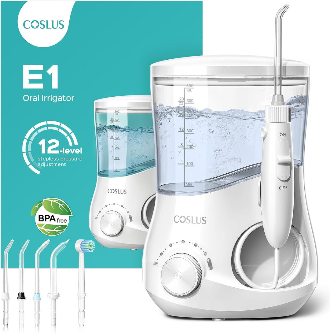 COSLUS E1 - Hilo dental eléctrico para agua, 12 ajustes de presión...