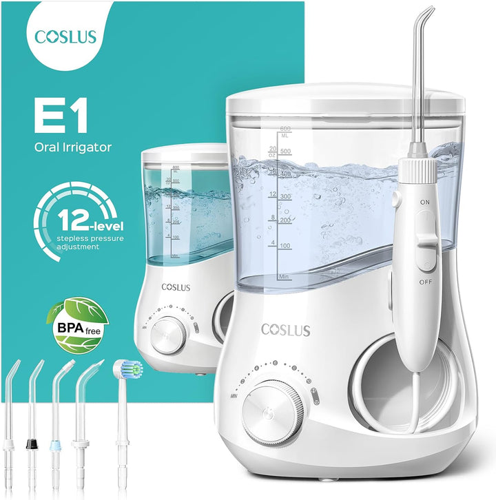COSLUS E1 - Hilo dental eléctrico para agua, 12 ajustes de presión...