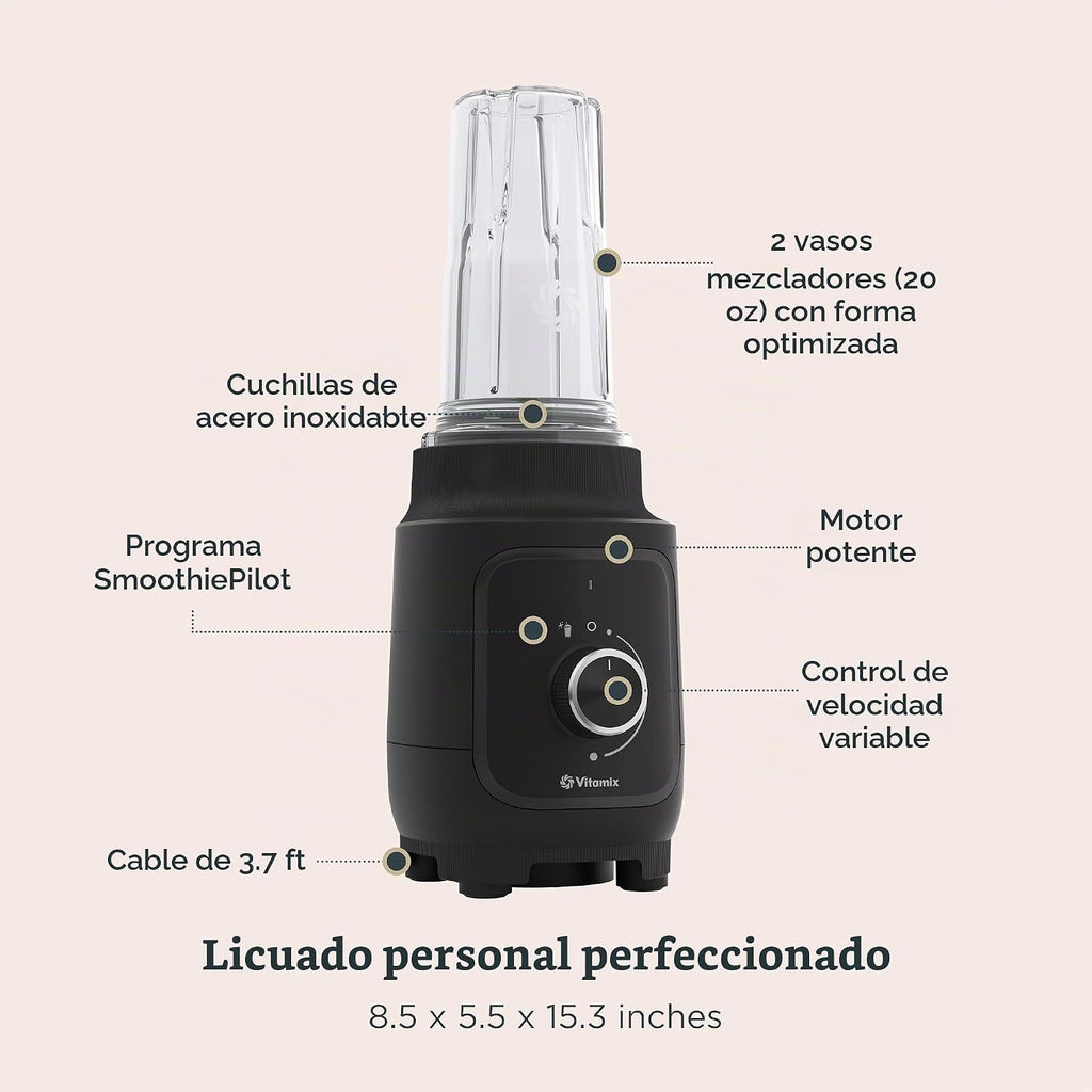 Vitamix Batidora personal Nano con tecnología SmoothiePilot, color negro