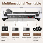 Seasonlife® Tocadiscos inalámbrico de entrada y salida, reproductor de vinilo de alta fidelidad con contrapeso ajustable y antideslizante, preamplificador de teléfono integrado, cartucho AT-3600L para