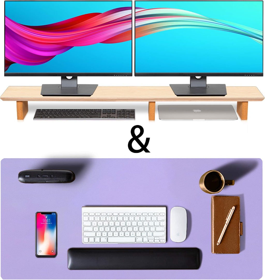 Almohadilla de escritorio de cuero y soporte para monitor