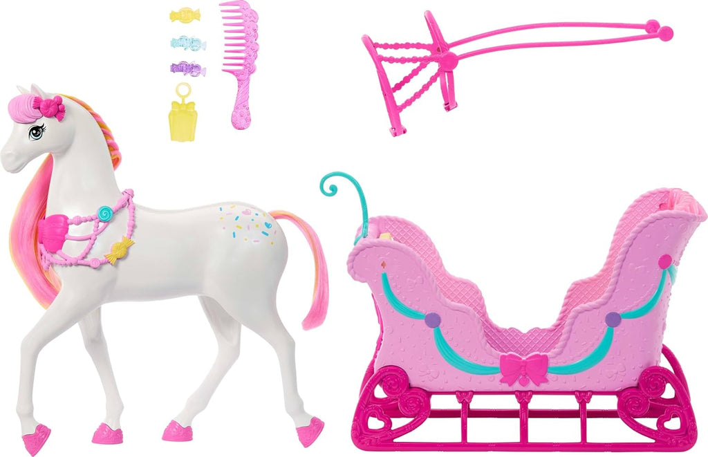 Barbie en el Cascanueces Tierra de Dulces Caballo y Trineo