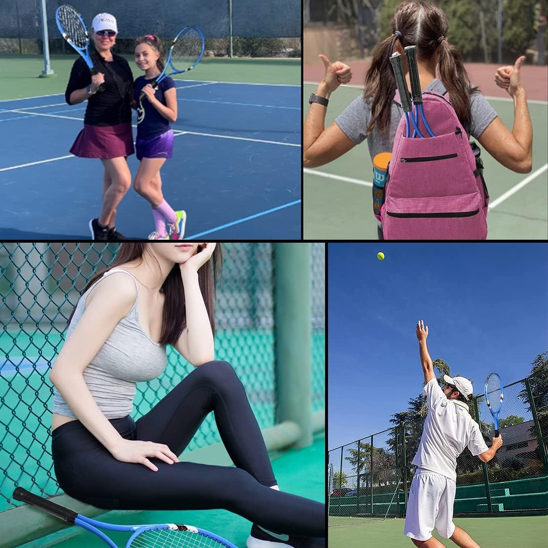 Raquetas de tenis para 2 jugadores recreativas para principiantes, juego de raquetas adultas ligeras preencordadas de 27 pulgadas para mujeres y hombres con pelotas de tenis, sobreagarres y bolsa de
