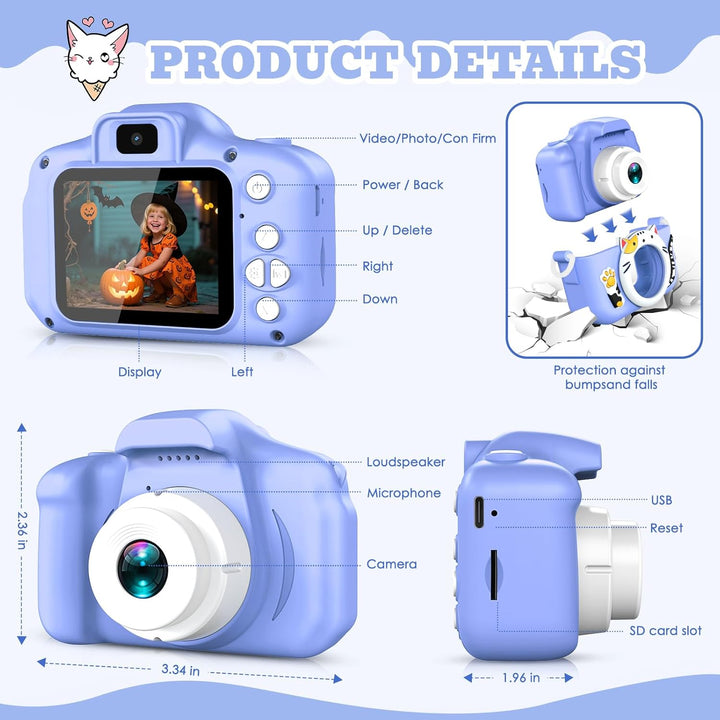 DITUPAN Cámara selfie mejorada para niños, niñas, regalo de festiva...