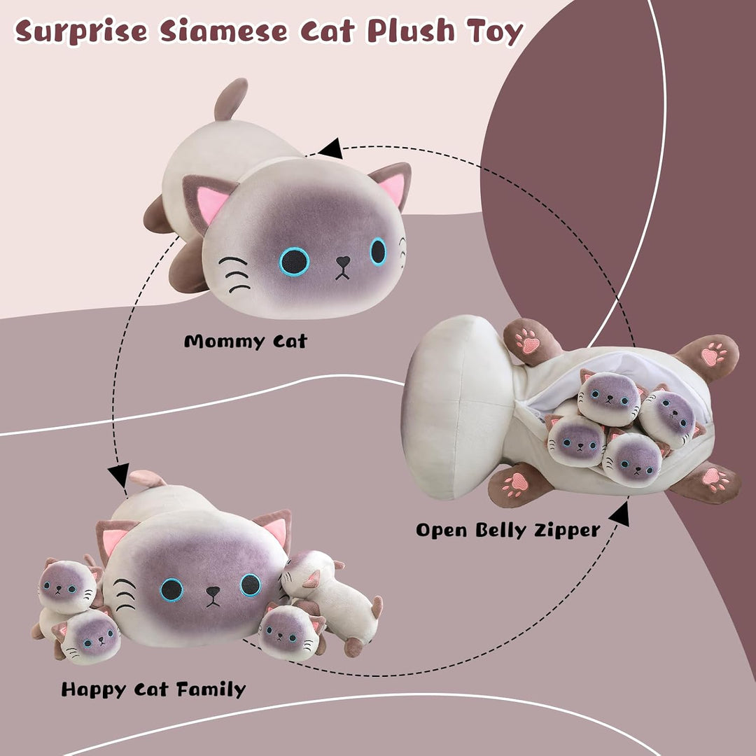 TOYSYM - Almohada de gata siamesa, adorable almohada de peluche de...